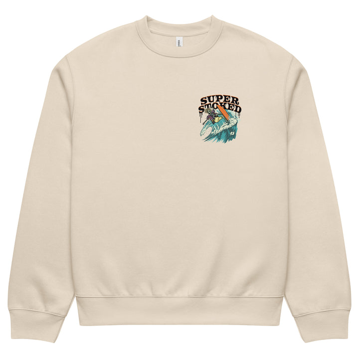 Surf &amp; Destroy Unisex Oversized Heavyweight Sweatshirt in Dust, front view — Super Stoked