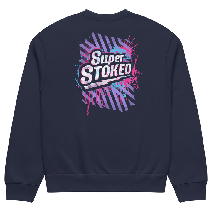 New Wave Unisex Oversized Heavyweight Sweatshirt in Navy, back view — Super Stoked