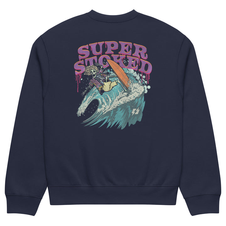 Surf &amp; Destroy Dark Base Unisex Oversized Heavyweight Sweatshirt in Navy, back view — Super Stoked