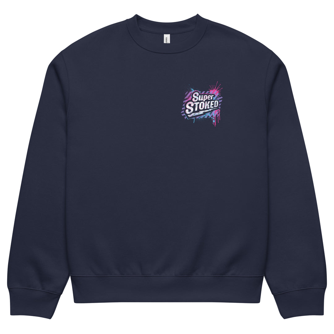 New Wave Unisex Oversized Heavyweight Sweatshirt in Navy, front view — Super Stoked