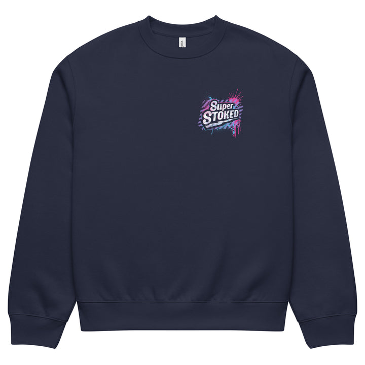 New Wave Unisex Oversized Heavyweight Sweatshirt in Navy, front view — Super Stoked