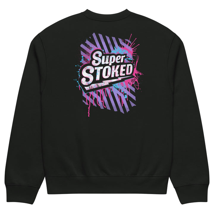 New Wave Unisex Oversized Heavyweight Sweatshirt in Vintage Black, back view — Super Stoked