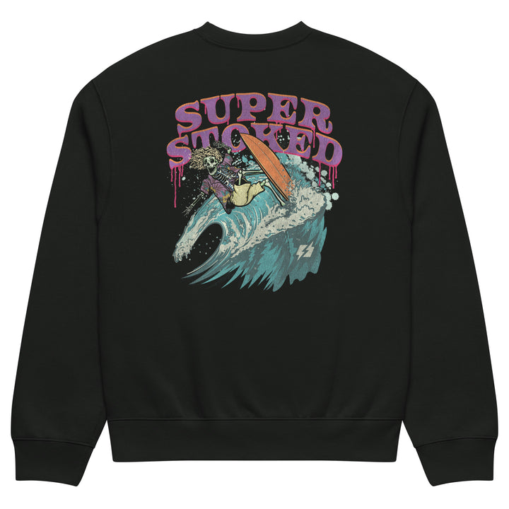 Surf &amp; Destroy Dark Base Unisex Oversized Heavyweight Sweatshirt in Vintage Black, back view — Super Stoked