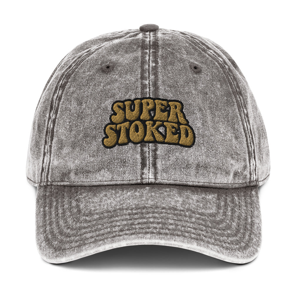Flashback Vintage Cotton Twill Cap in Charcoal Grey, front view — Super Stoked