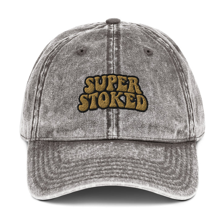 Flashback Vintage Cotton Twill Cap in Charcoal Grey, front view — Super Stoked