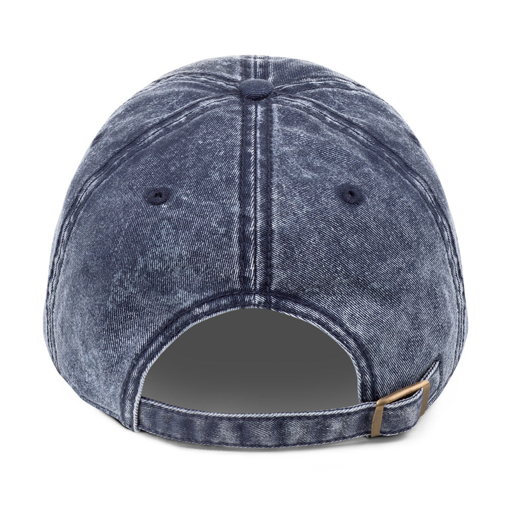 Dream Lines Vintage Cotton Twill Cap in Navy, back view — Super Stoked