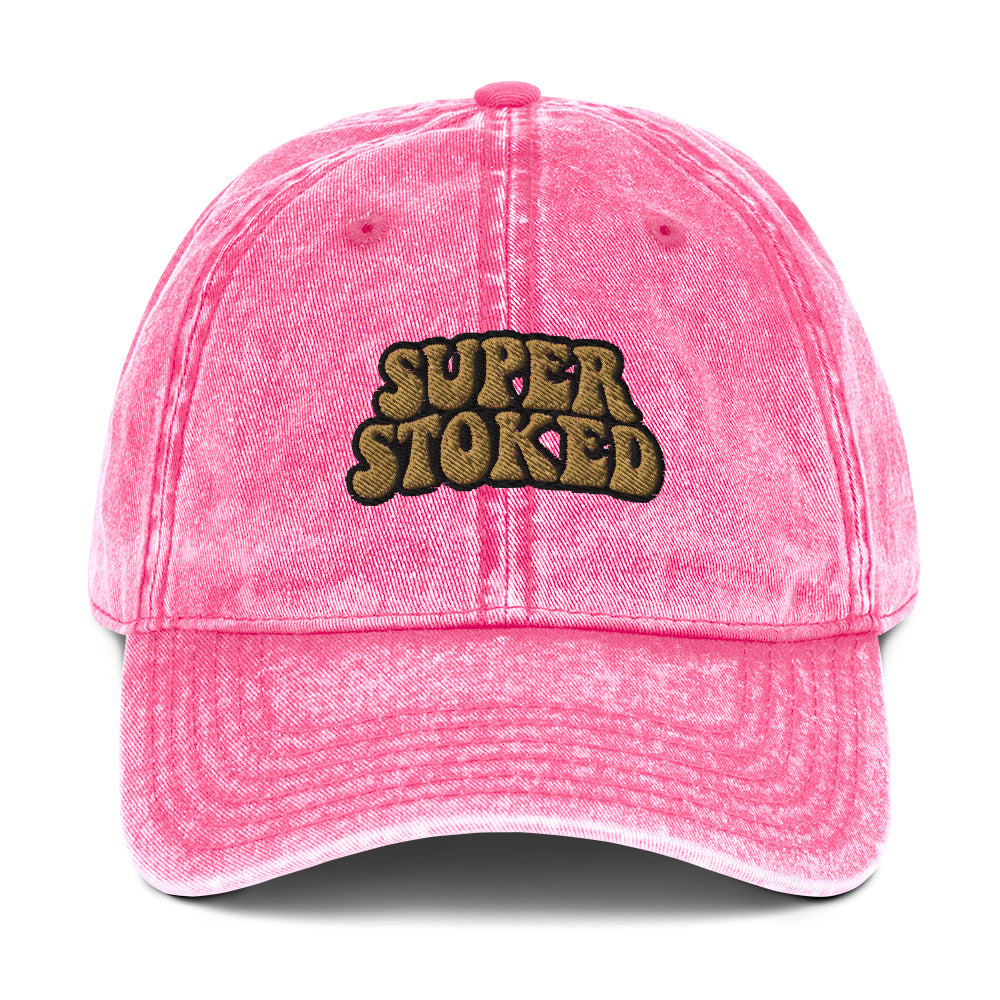 Flashback Vintage Cotton Twill Cap in Pink, front view — Super Stoked