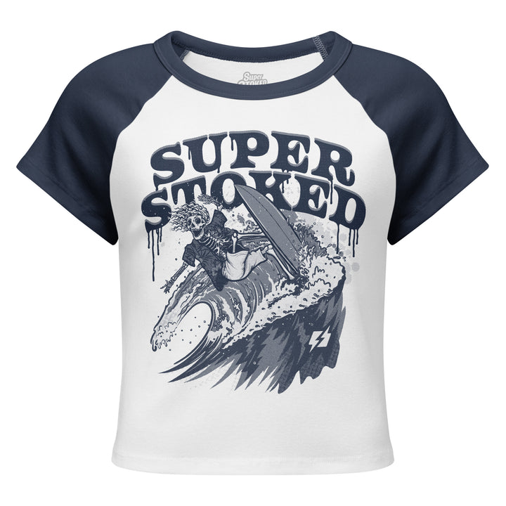 Surf &amp; Deatroy Navy Womens Raglan Baby T-shirt in White Navy, front view — Super Stoked