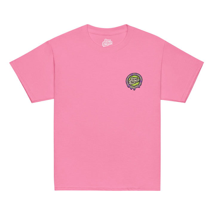 Melted Wax Youth Classic T-shirt in Azalea, front view — Super Stoked