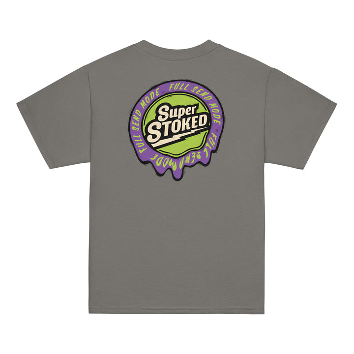Melted Wax Youth Classic T-shirt in Charcoal, back view — Super Stoked
