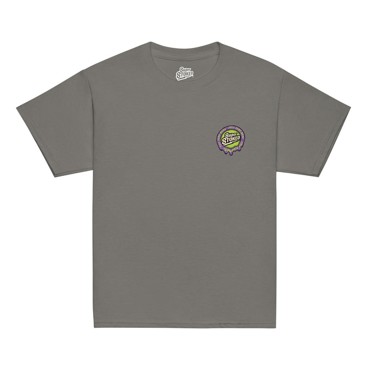 Melted Wax Youth Classic T-shirt in Charcoal, front view — Super Stoked
