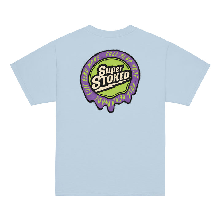 Melted Wax Youth Classic T-shirt in Light Blue, back view — Super Stoked