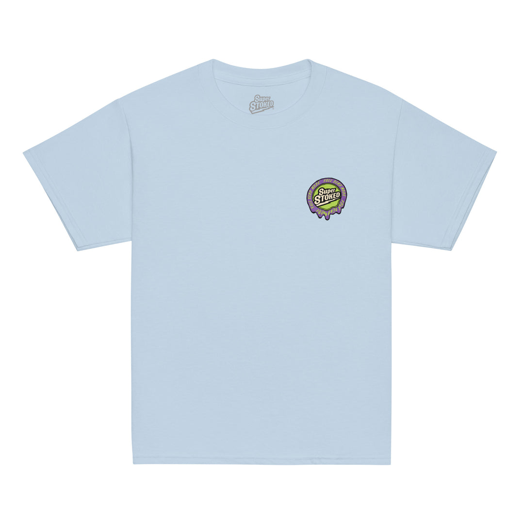 Melted Wax Youth Classic T-shirt in Light Blue, front view — Super Stoked