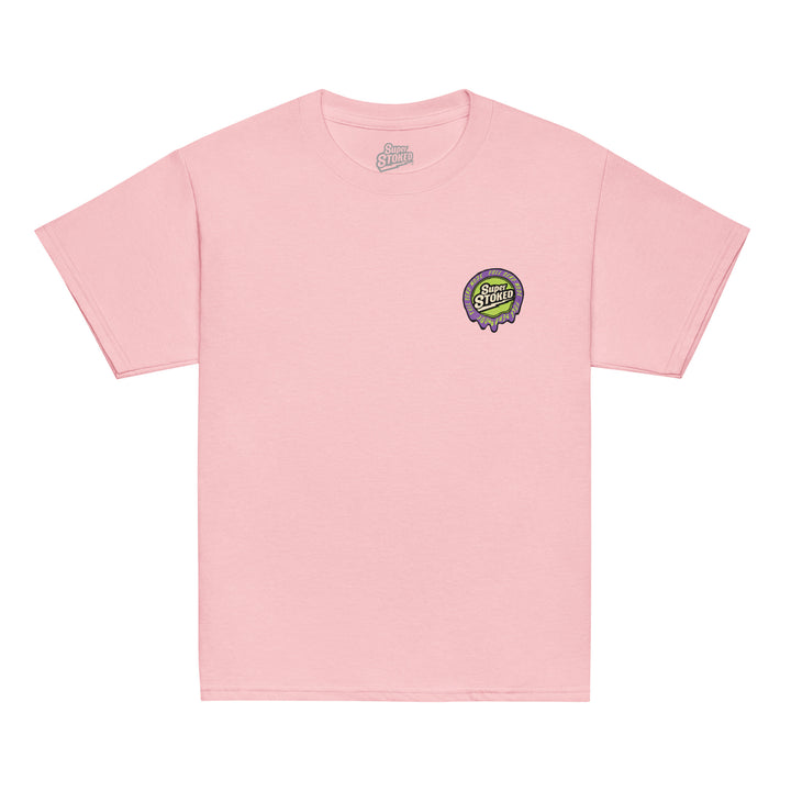 Melted Wax Youth Classic T-shirt in Light Pink, front view — Super Stoked
