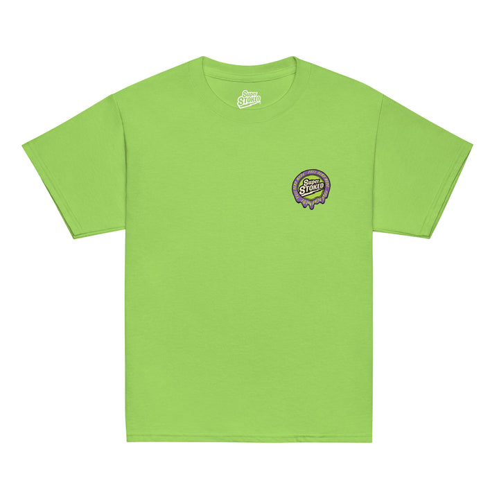 Melted Wax Youth Classic T-shirt in Lime, front view — Super Stoked
