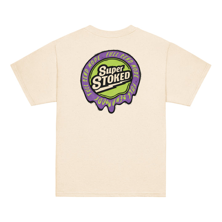 Melted Wax Youth Classic T-shirt in Natural, back view — Super Stoked