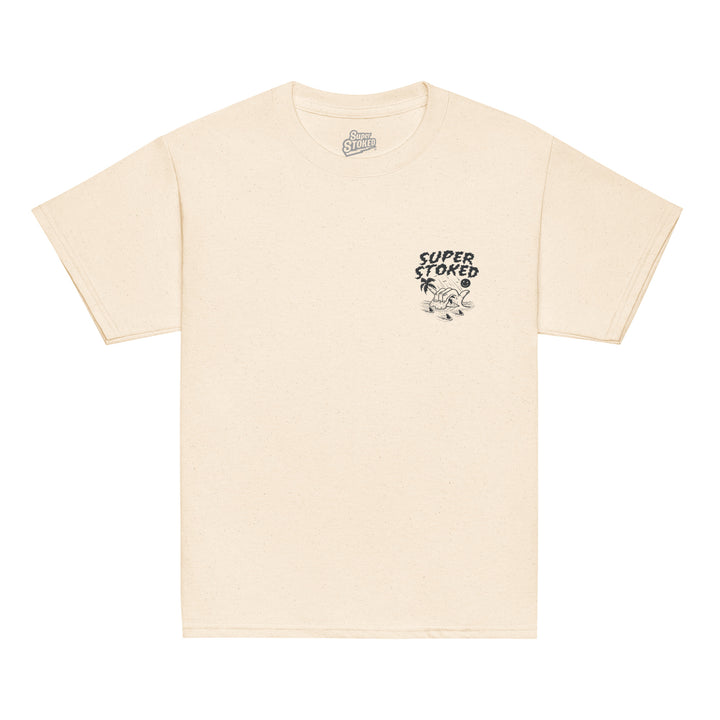 Sharker Barrel Youth Classic T-shirt in Natural, front view — Super Stoked