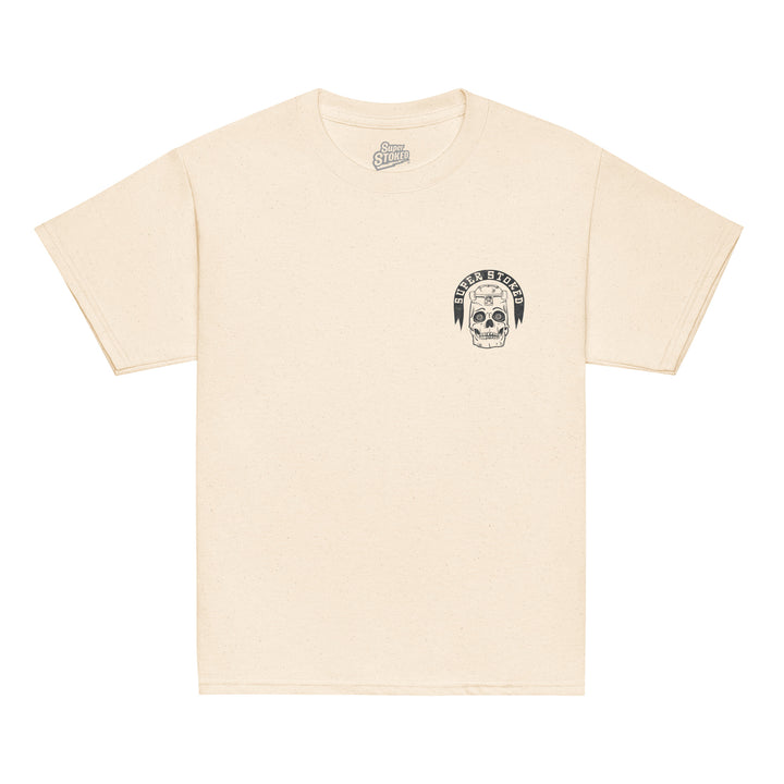 Skate or Die Youth Classic T-shirt in Natural, front view — Super Stoked