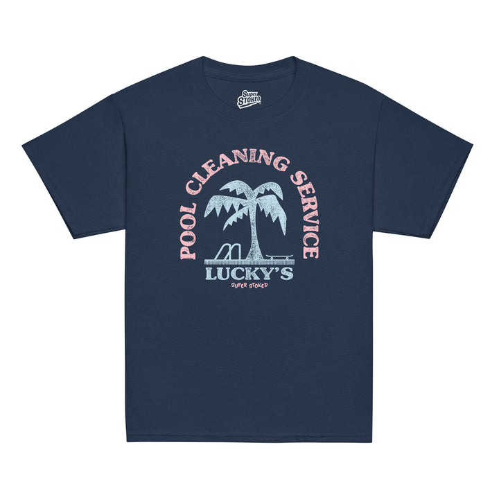 Luckys Youth Classic T-shirt in Navy, front view — Super Stoked