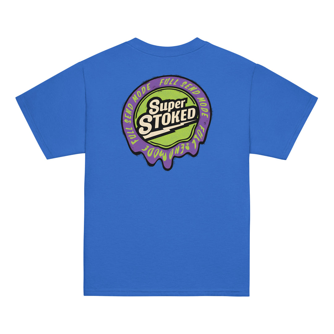 Melted Wax Youth Classic T-shirt in Royal, back view — Super Stoked
