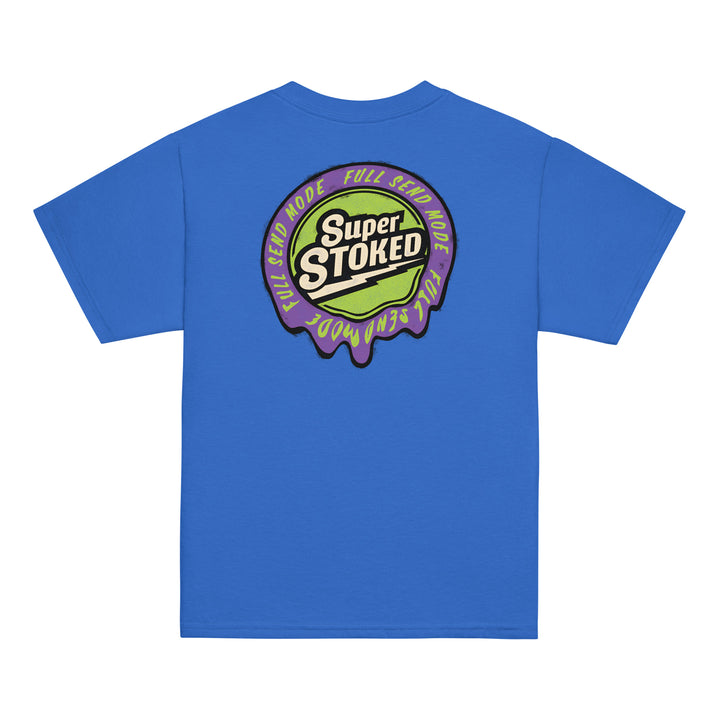 Melted Wax Youth Classic T-shirt in Royal, back view — Super Stoked