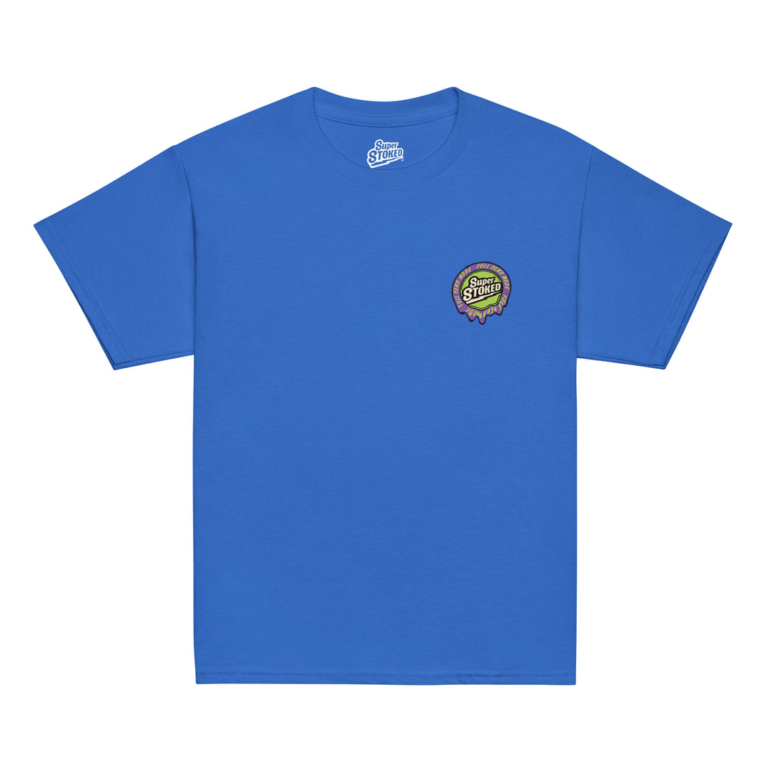 Melted Wax Youth Classic T-shirt in Royal, front view — Super Stoked