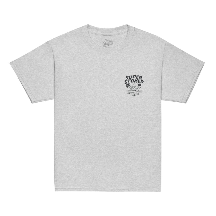 Sharker Barrel Youth Classic T-shirt in Sport Grey, front view — Super Stoked
