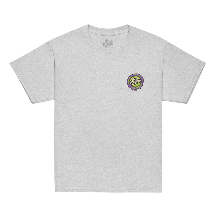 Melted Wax Youth Classic T-shirt in Sport Grey, front view — Super Stoked